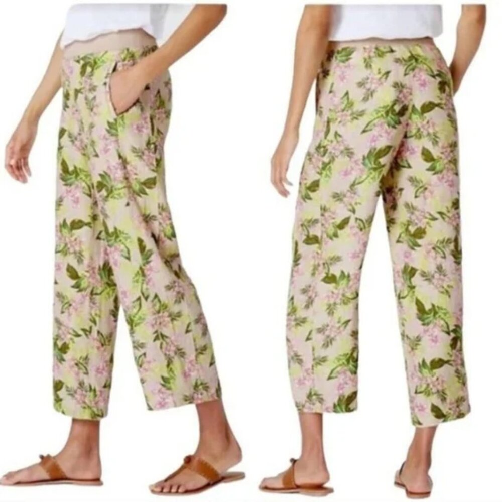 J. Jill Love Linen Orchid Spring Floral Cropped Pants